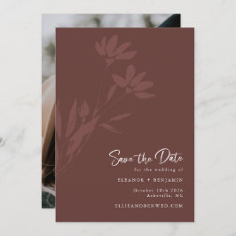 Minimalistisch Terracotta Boho Botanische Schrift Save The Date