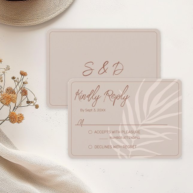 Minimalistisch Terracotta Boho Wedding RSVP Karte (Boho Terracotta RSVP Cards)