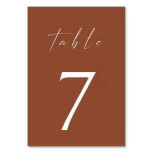 Minimalistisch Terracotta Burnt Orange Boho Tischnummer