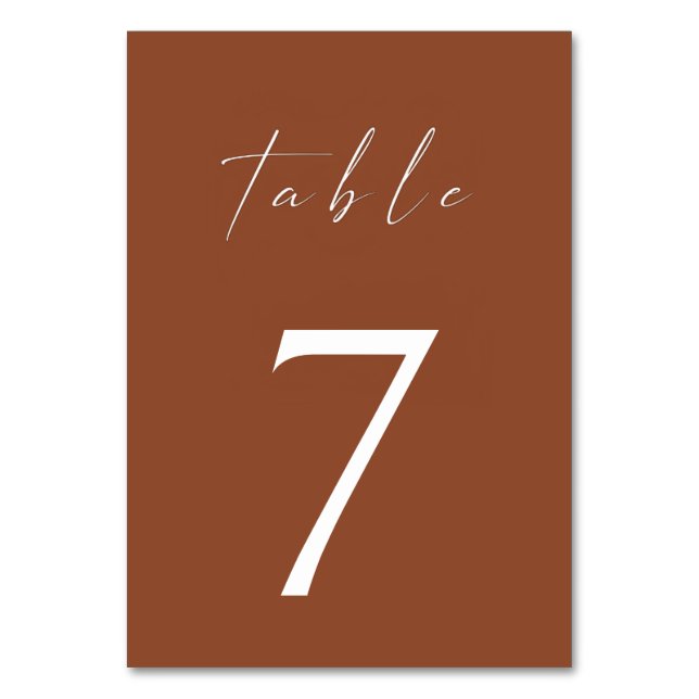 Minimalistisch Terracotta Burnt Orange Boho Tischnummer (Rückseite)