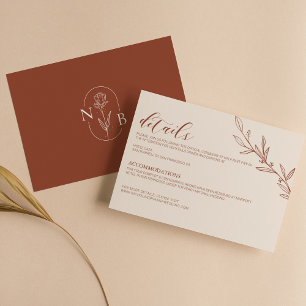 Minimalistisch Terracotta Burnt Orange Boho Weddin Begleitkarte