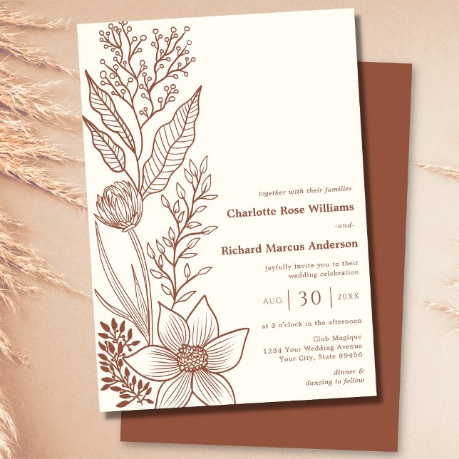 Minimalistisch Terracotta Burnt Orange Boho Weddin Einladung (Von Creator hochgeladen)