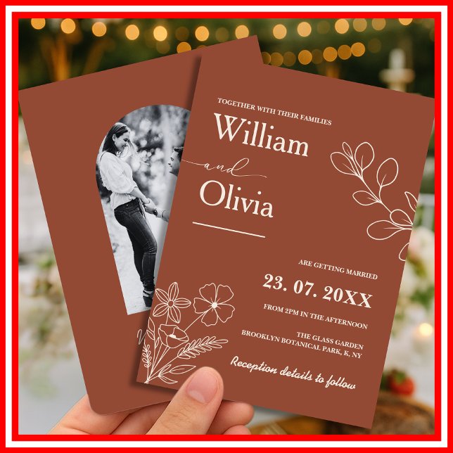Minimalistisch Terracotta Burnt Orange Boho Weddin Einladung (Von Creator hochgeladen)