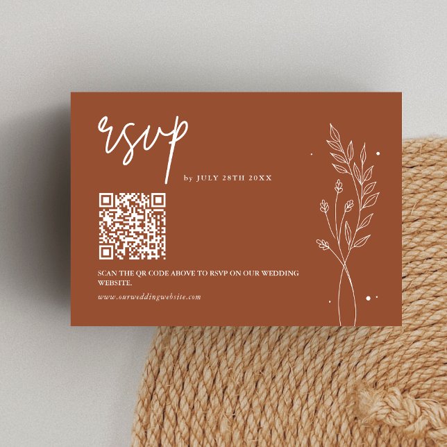Minimalistisch Terracotta Burnt Orange Boho Weddin RSVP Karte (Von Creator hochgeladen)