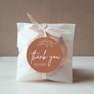 Minimalistisch Terracotta Burnt Orange Boho Weddin Runder Aufkleber