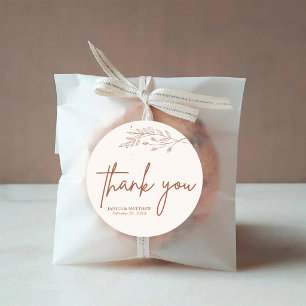 Minimalistisch Terracotta Burnt Orange Boho Weddin Runder Aufkleber