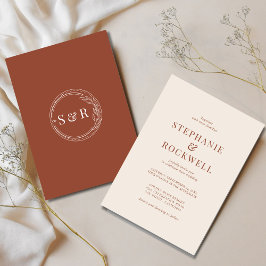 Minimalistisch Terracotta Burnt Orange Wedding Einladung