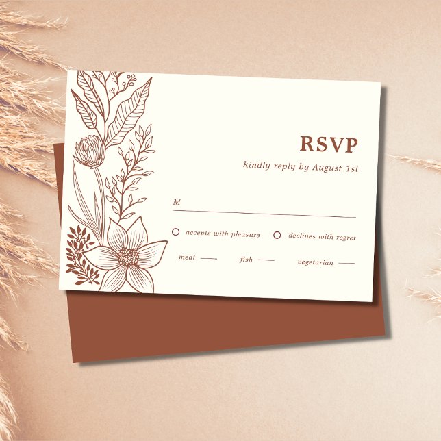 Minimalistisch Terracotta Burnt Orange Wedding RSV RSVP Karte (Von Creator hochgeladen)