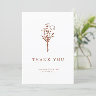 Minimalistisch Terracotta Floral Bouquet Wedding Dankeskarte