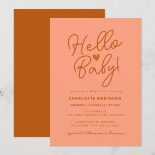Minimalistisch Terracotta Pink Boho Hallo Kinderdu Einladung
