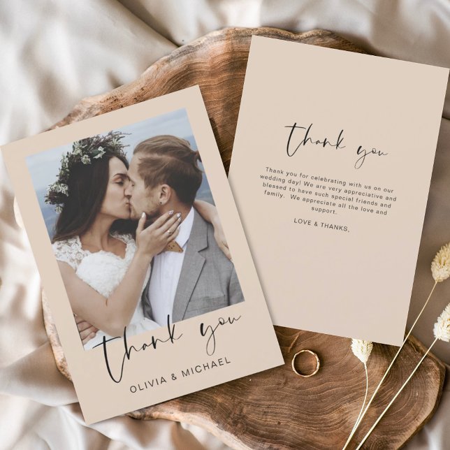 Minimalistisch Terracotta Wedding Vielen Dank Foto Dankeskarte (Von Creator hochgeladen)