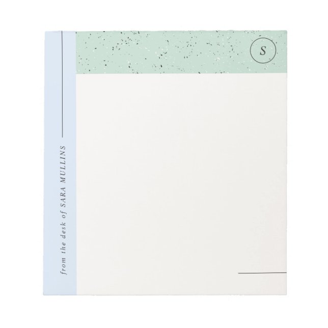 Minimalistisch Terrazzo Monogram Notepad - Blau Notizblock (Vorderseite)