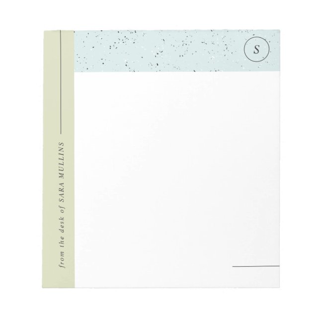 Minimalistisch Terrazzo Monogram Notepad - Grün Notizblock (Vorderseite)
