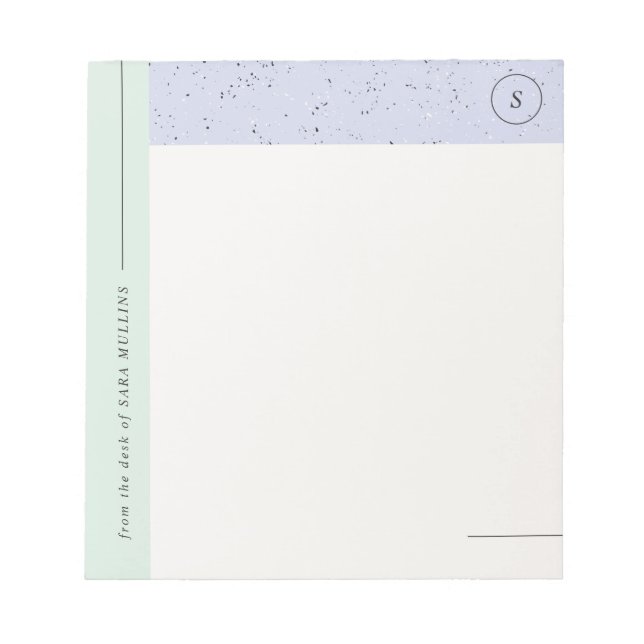 Minimalistisch Terrazzo Monogram Notepad - Minze Notizblock (Vorderseite)