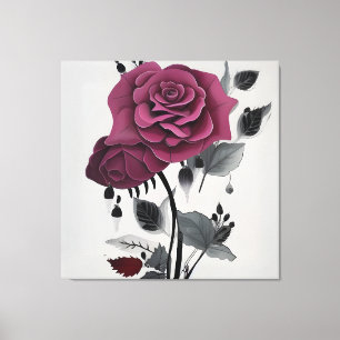 Minimalistisch-Tinte-Rose Abstraktes Blumendesign Leinwanddruck