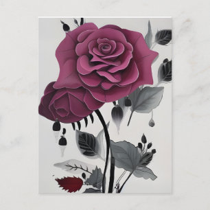 Minimalistisch-Tinte-Rose Abstraktes Blumendesign Postkarte