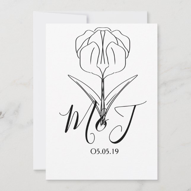 Minimalistisch Tulip Floral Botany Wedding Einladung (Rückseite)