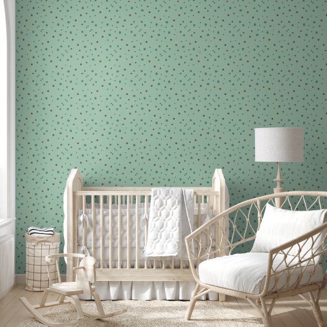 Minimalistisch Türkis Polka Dot Nahtloses Muster Tapete (Kinder)