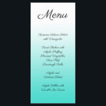 Minimalistisch türkisfarbener Glanz Menükarte<br><div class="desc">Erstellen Sie Ihre eigene minimalistische Design weiß bis hell türkisfarben ombre Hochzeitsmenü. Passen Sie den Text nach Bedarf an. Ändern Sie den Stil,  die Größe oder die Farbe des Schriftartes.</div>