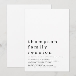 Minimalistisch Typografie Family Wiedersehen Party Einladung