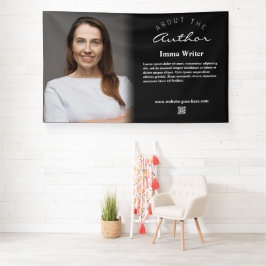 Minimalistisch über den Autor mit Bio und QR Banner