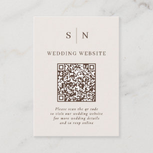 Minimalistisch und Chic   Taupe scannbarer QR-Code Begleitkarte