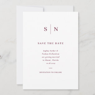 Minimalistisch und Chic   Weiße und Burgunderrote  Save The Date
