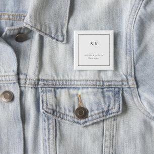 Minimalistisch und Chic   Weiße und schwarze Hochz Button
