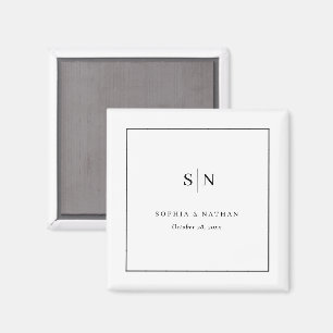 Minimalistisch und Chic   Weiße und schwarze Hochz Magnet