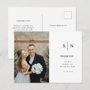 Minimalistisch und Chic   Weiße und schwarze Hochz Postkarte
