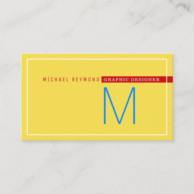 Minimalistisch und modern, Grafikdesigner gelb Visitenkarte (Vorderseite)