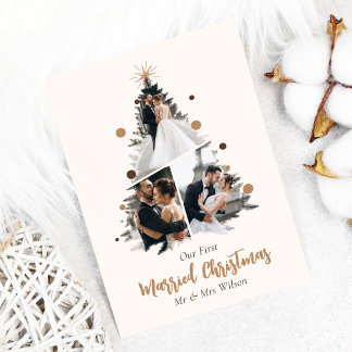 Minimalistisch unser erstes Verheiratetes Weihnach Einladung