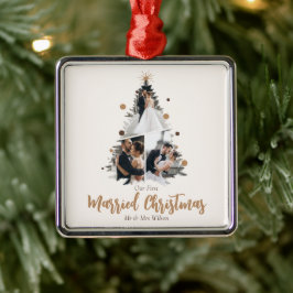 Minimalistisch unser erstes Verheiratetes Weihnach Ornament Aus Metall