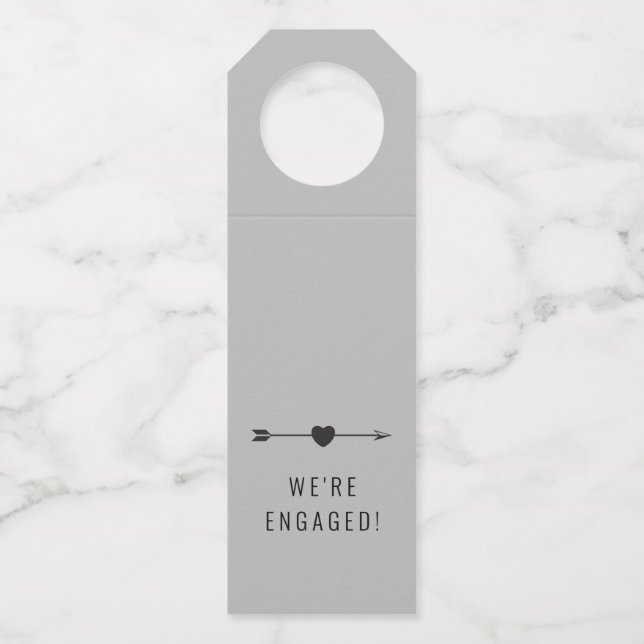 Minimalistisch | Verlobung Dove Gray | Flaschenanh Flaschenanhänger (Vorderseite)