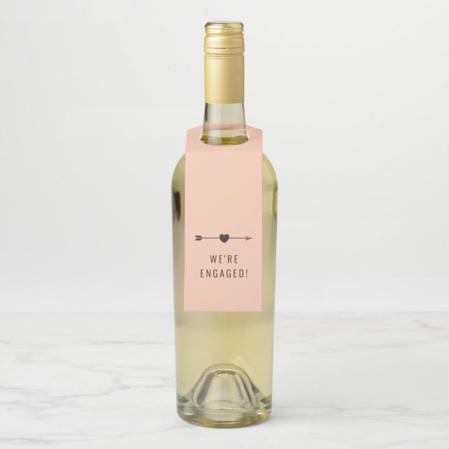 Minimalistisch | Verlobung Peach | Flaschenhanger Flaschenanhänger (Auf Flasche)
