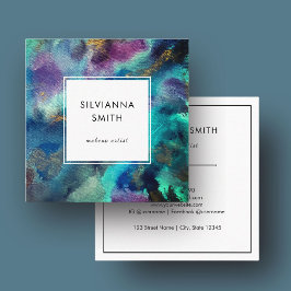 Minimalistisch Vibranly Blue Aquamarin Watercolor Quadratische Visitenkarte