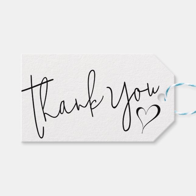 Minimalistisch Vielen Dank für Ihr Script Heart |  Geschenkanhänger (Vorderseite (Horizontal))