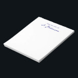 Minimalistisch vom Schreibtisch des Blue-Script-Na Notizblock<br><div class="desc">Einfach vom Notizblock für Zuhause oder Büro aus. Minimalistisches Drehbuch und zeitgenössisches Schriftart-Design.</div>