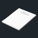 Minimalistisch vom Schreibtisch des Blue-Script-Na Notizblock<br><div class="desc">Einfach vom Notizblock für Zuhause oder Büro aus. Minimalistisches Drehbuch und zeitgenössisches Schriftart-Design.</div>