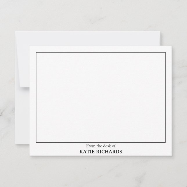 Minimalistisch Vom Schreibtisch des Square Border Mitteilungskarte (Vorderseite)