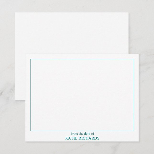 Minimalistisch Vom Schreibtisch des Square Border  Mitteilungskarte (Vorne/Hinten)