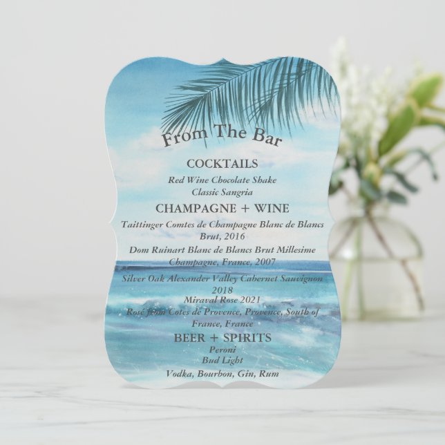 Minimalistisch von der Bar Wedding Bar Menu Card Menükarte (Stehend Vorderseite)