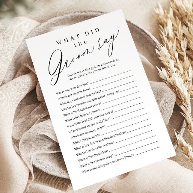 Minimalistisch, was der Bräutigam gesagt hat (Minimalist what did the groom say game)