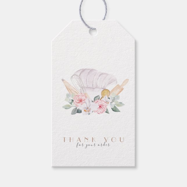 Minimalistisch | Wasserfarbe | Bäckerei | Caterer Geschenkanhänger (Vorderseite)