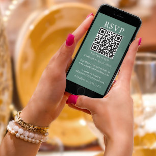 Minimalistisch Wedding QR Eucalyptus Green UAWG Karte