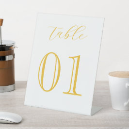 Minimalistisch | weiß | Gold | Bearbeitbare Nummer Sockelschild