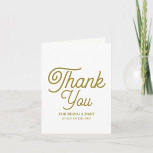 Minimalistisch - weiß & Gold - Hochzeit Dankeskarte