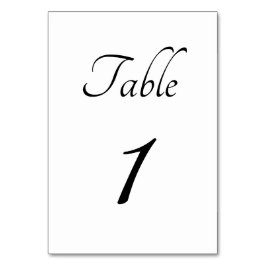 Minimalistisch: Weiße und kursive Tischnummer