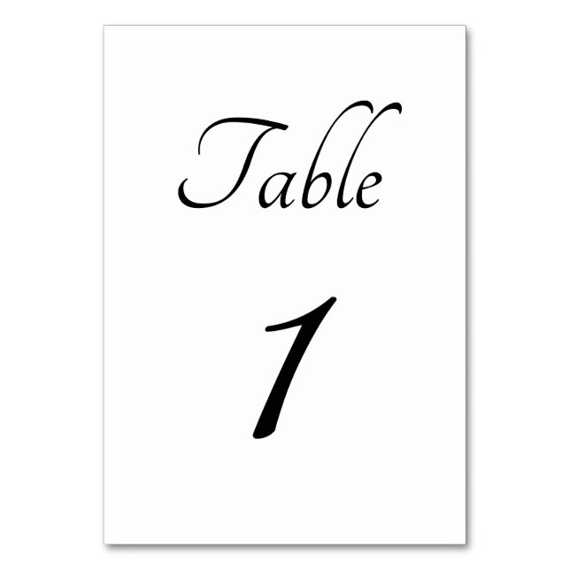 Minimalistisch: Weiße und kursive Tischnummer (Vorderseite)