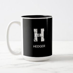 MINIMALISTISCH WEISSES EIN-BUCHSTABEN-MONOGRAMM NA ZWEIFARBIGE TASSE